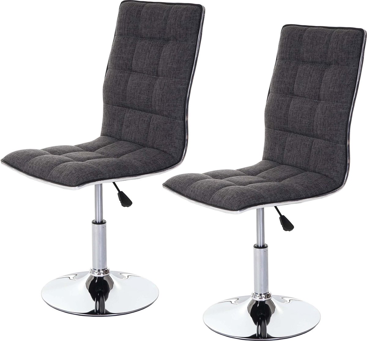 Cosmo Casa Set van 2 Eetkamerstoelen - Keukenstoel - Hoogteverstelbaar - Stof/Textiel - Grijs