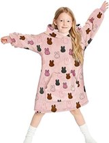 Couverture à capuche avec imprimé - Couverture à capuche avec manches - Couverture à capuche Enfants - Haas rose - (2-4 ans grandes tailles)