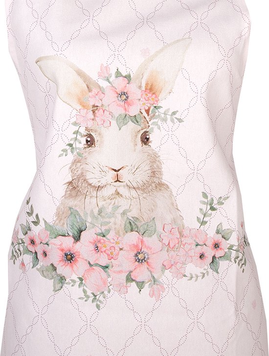 Clayre & Eef Tablier de cuisine 70x85 cm Rose Coton Lapin