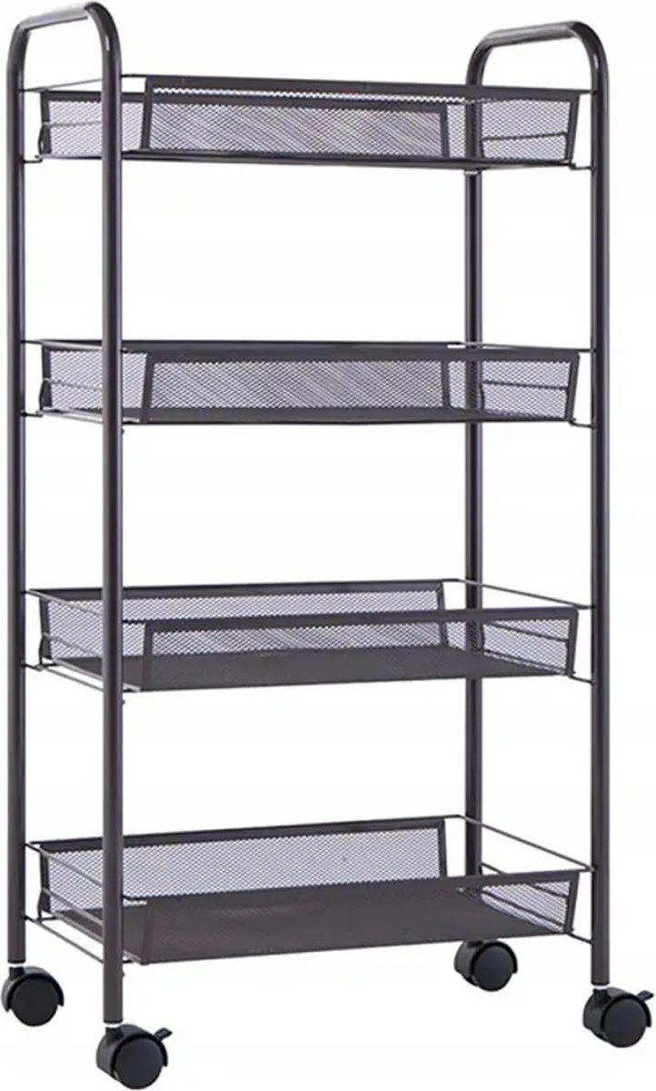 Trolley met Vier Niveaus - Met Wielen - Zwart