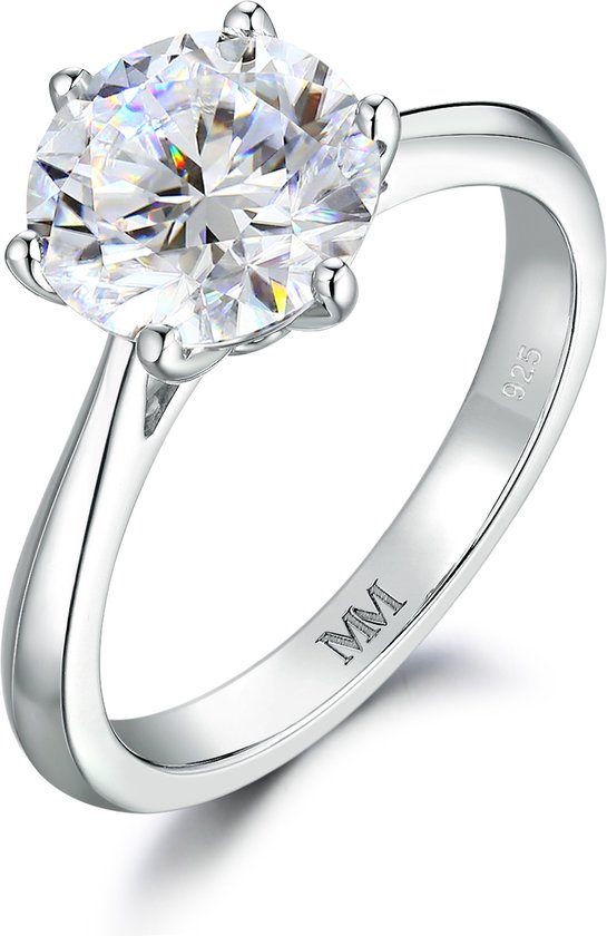 Ella - Bague de fiançailles solitaire moissanite en argent - 3 carats