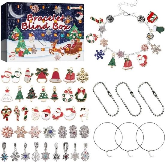 Bracelet de calendrier de l'Avent de Noël 2023 pour filles