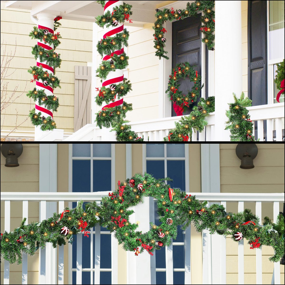 thumbnail: Belle Vous Kerstguirlande 2,7 Meter - Kunststof Dennenguirlande Met Dennenappels En Sneeuw Effect