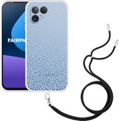 Cazy Hoesje met koord Zwart geschikt voor Fairphone 5 Blauwe Doodle