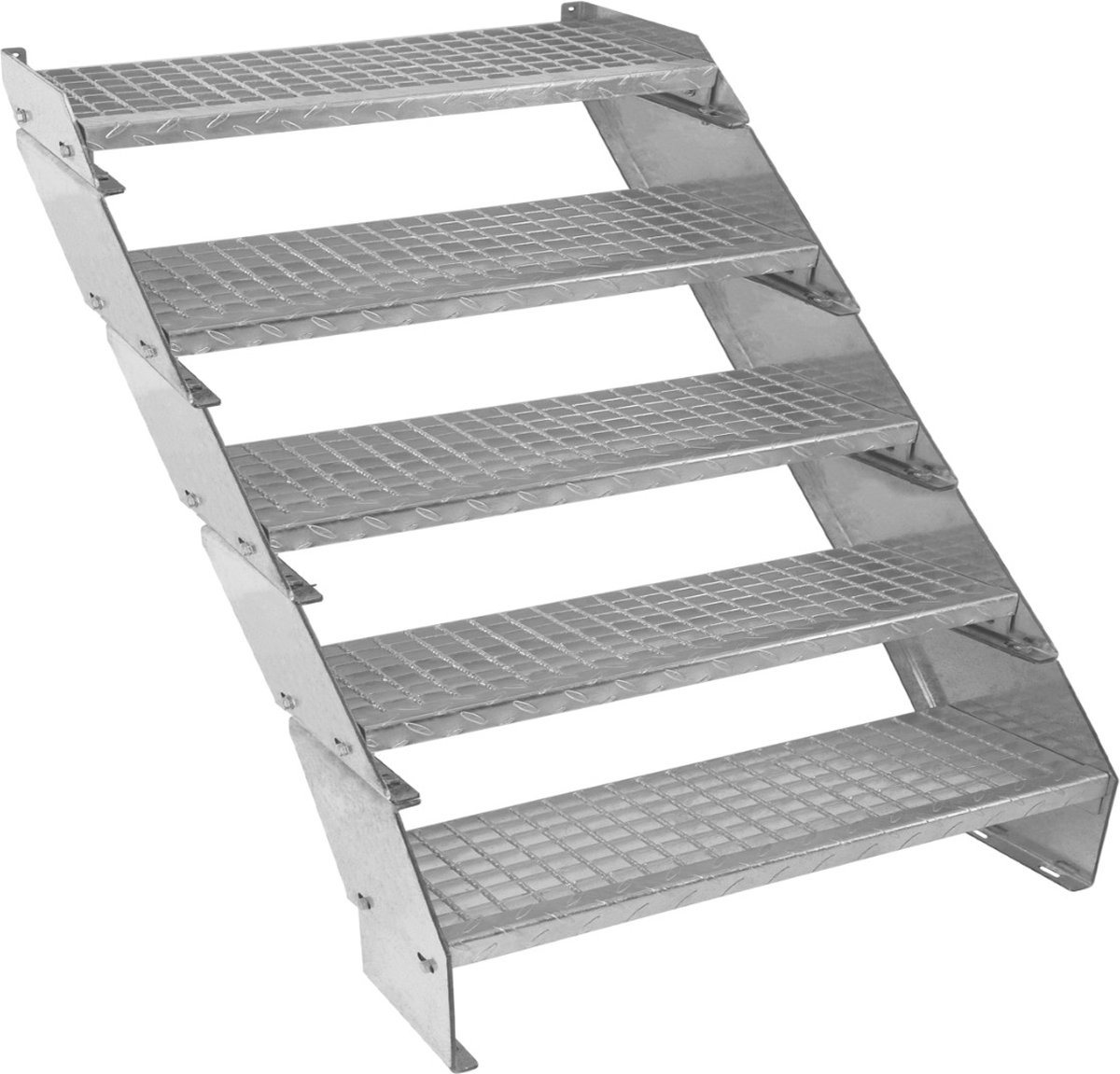 Verstelbare 5-delige verzinkte trap - zilver - 900 mm - max. 12 treden
