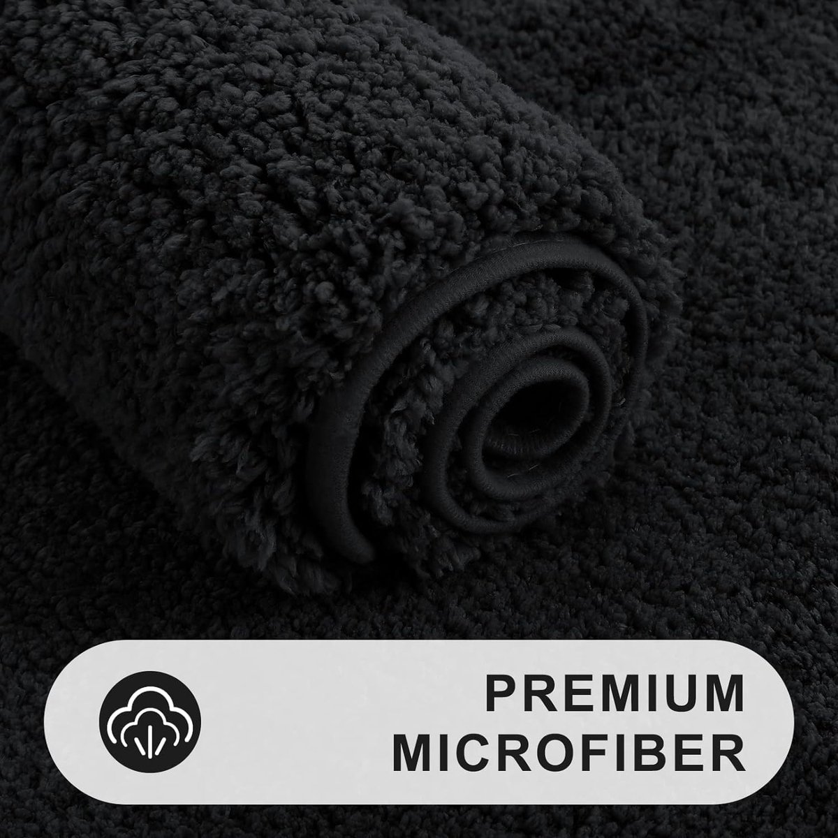 Badkamertapijt antislip wasbaar badmat zacht wollig badtapijt hoogpolig microvezel badmat 43 x 61 cm zwart