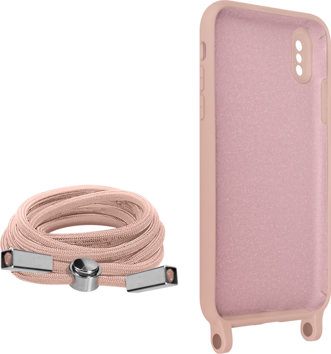 Geschikt voor Apple iPhone X/XS Koord Hoesje Semi-rigide Nekkoord 80cm roze