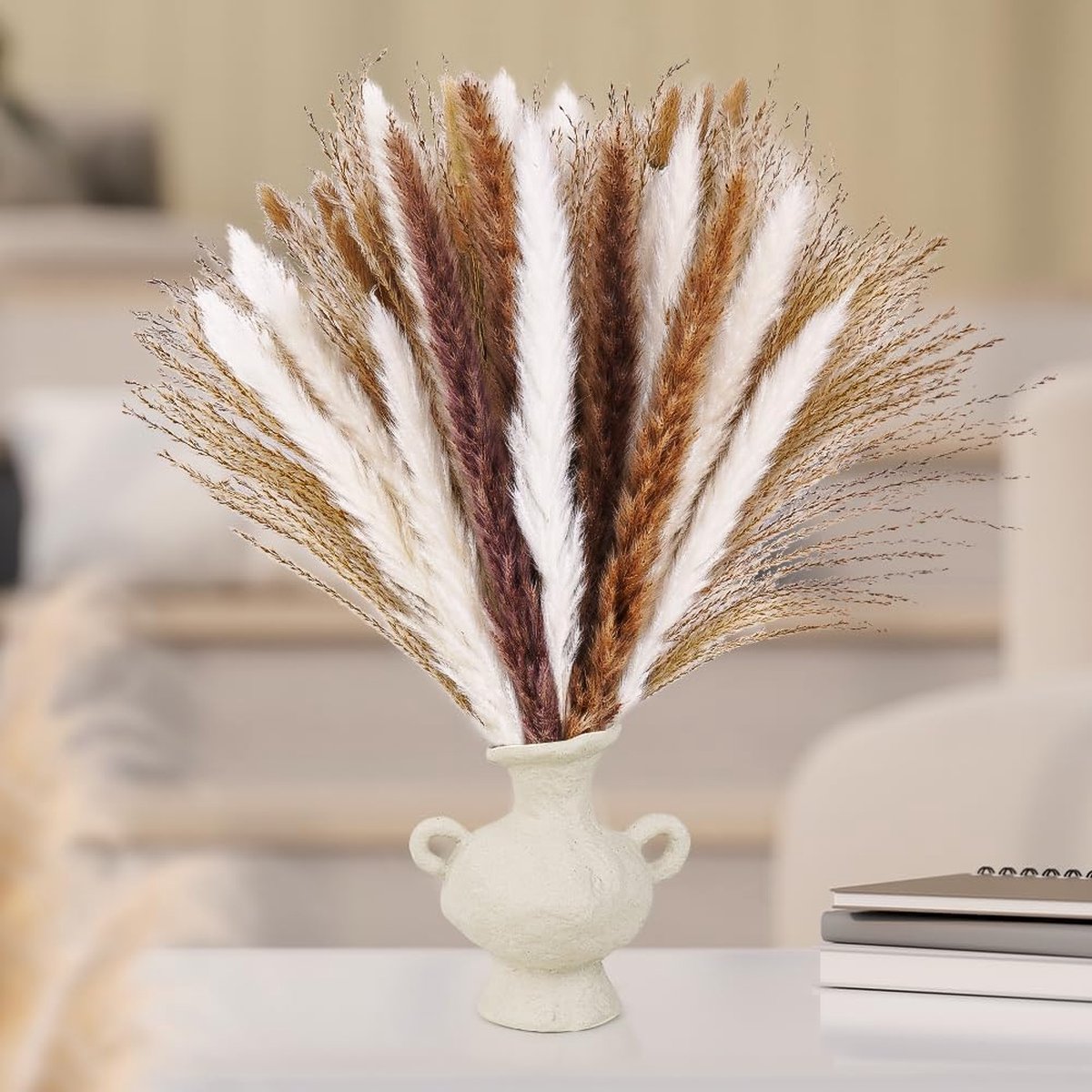 30 Tiges Pampas Séchées Rose - Décoration Bohème Pour Vase, Mariage, Salon ! - 9