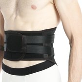 Rugbrace - ademende & verstelbare ondersteuning tegen lage rugpijn met dubbele compressietrekbanden, beschermend vest voor een rechte ruggengraat - zwart - M