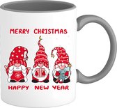 Christmas Gnomies Rood - Foute kersttrui kerstcadeau - Dames / Heren / Unisex Kerst Kleding - Grappige Feestdagen Outfit - - Mok tweekleurig - Mouse Grijs