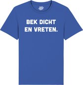Bek Dicht en Vreten - Frituur Snack Cadeau - Grappige Eten En Snoep Spreuken Outfit - Dames / Heren / Unisex Kleding - Unisex T-Shirt - Royal Blauw - Maat XL