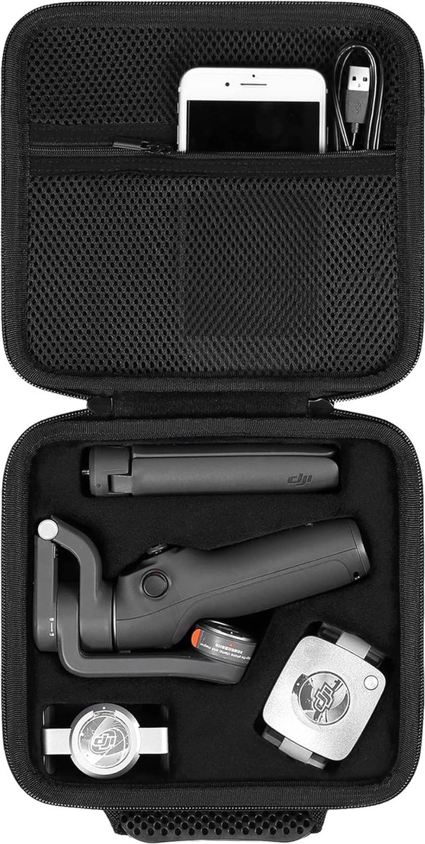 Harde reis-beschermhoes etui tas geschikt voor DJI OSMO Mobile 6 smartphone gimbal stabilisator handheld selfie stick, alleen tas, zwart, Koffer