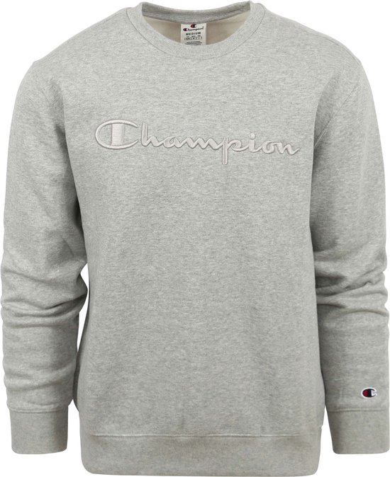Champion - Pull Logo Gris Clair - Homme - Taille M - Coupe Comfort