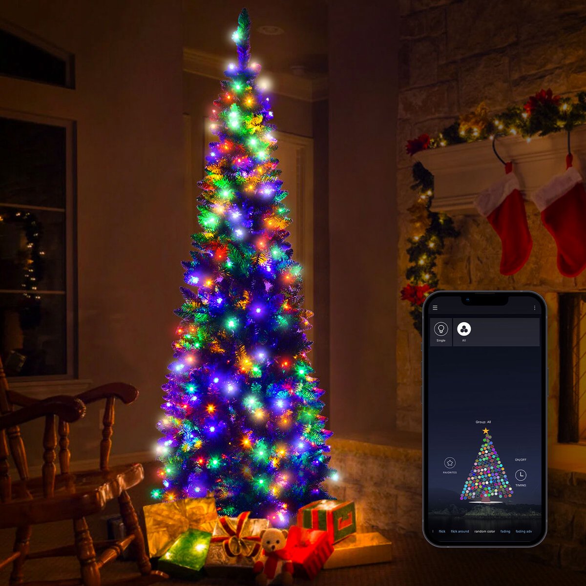 FlinQ 160 LED Slimme RGB Lichtketting - Kerstboomverlichting - Multicolor - FlinQ