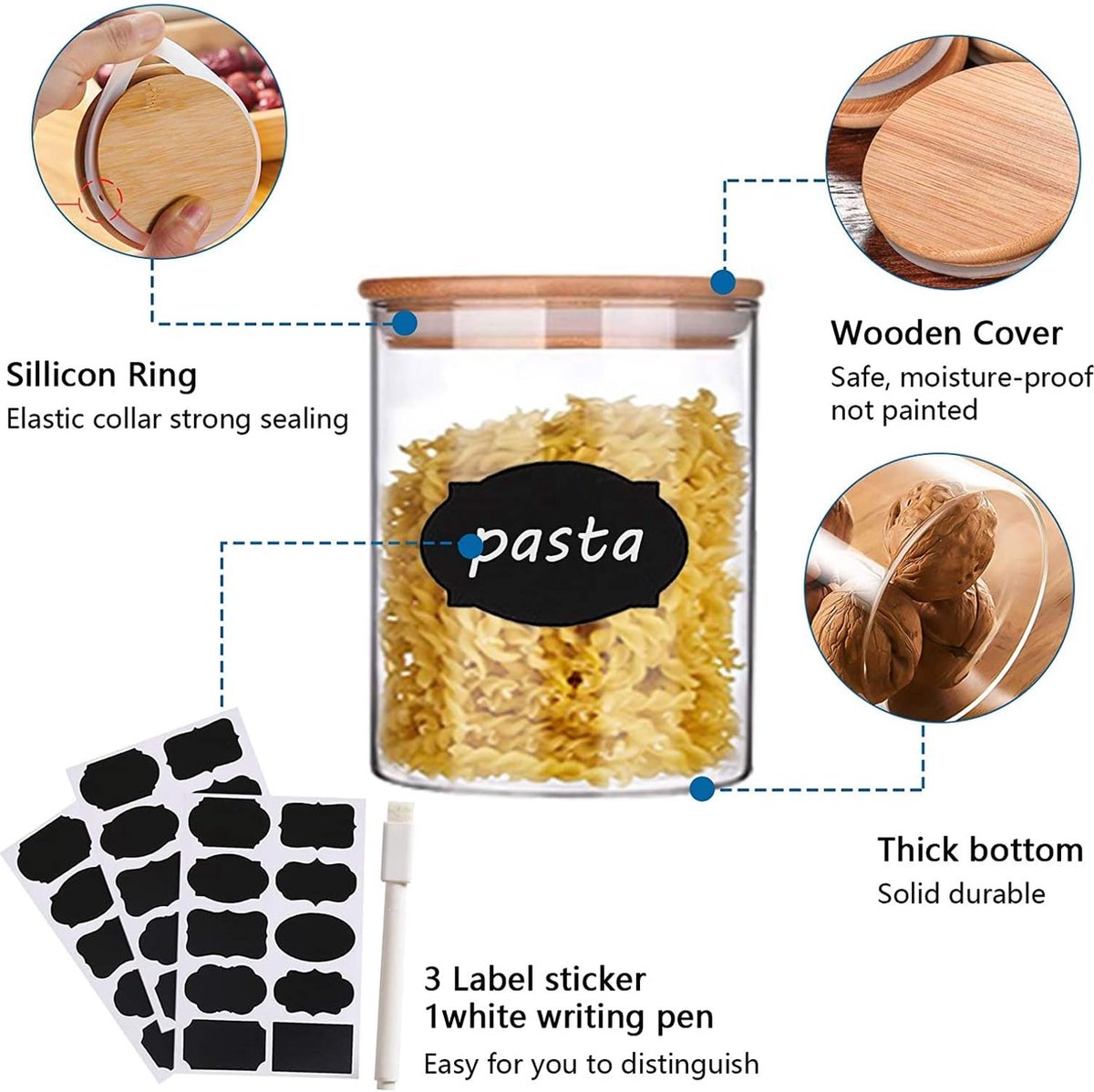 Hittebestendige Glazen Kookpot Met Deksel - Borosilicaat Heldere Pan 1350ml Tot 1900ml Met Handgrepen, Perfect Voor Pasta, Noedels, Soep, Melk & Babyvoeding