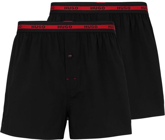 HUGO boxershorts woven (2-pack) - heren boxers wijd model - zwart - Maat: XL