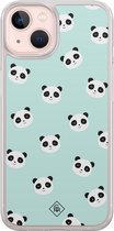 Casimoda® hoesje - Geschikt voor iPhone 13 - Panda Print - 2-in-1 case - Schokbestendig - Dierenprint - Verhoogde randen - Mint, Transparant