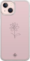 Casimoda® hoesje - Geschikt voor iPhone 13 - Madeliefje - 2-in-1 case - Schokbestendig - Illustratie - Verhoogde randen - Paars, Transparant