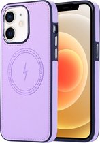Sulada Coque souple TPU / cuir et antichoc avec anneau magnétique pour Apple iPhone 12 violet clair