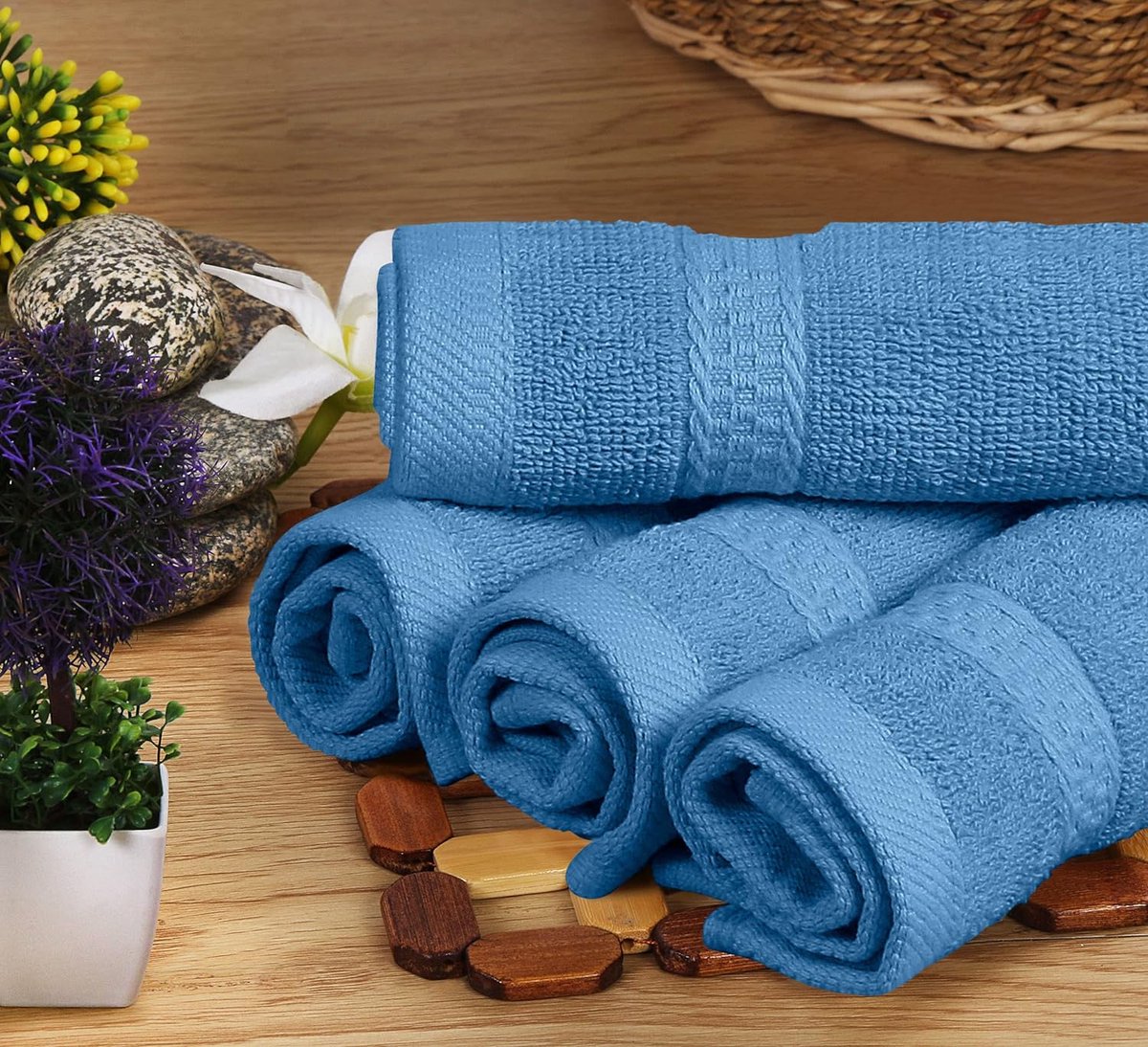Towels 8-Delige Handdoekset 2 badhanddoeken 2 handdoeken en 4 Washandjes Katoen Hotelkwaliteit Superzacht en Zeer Absorberend (Elektrisch Blauw)