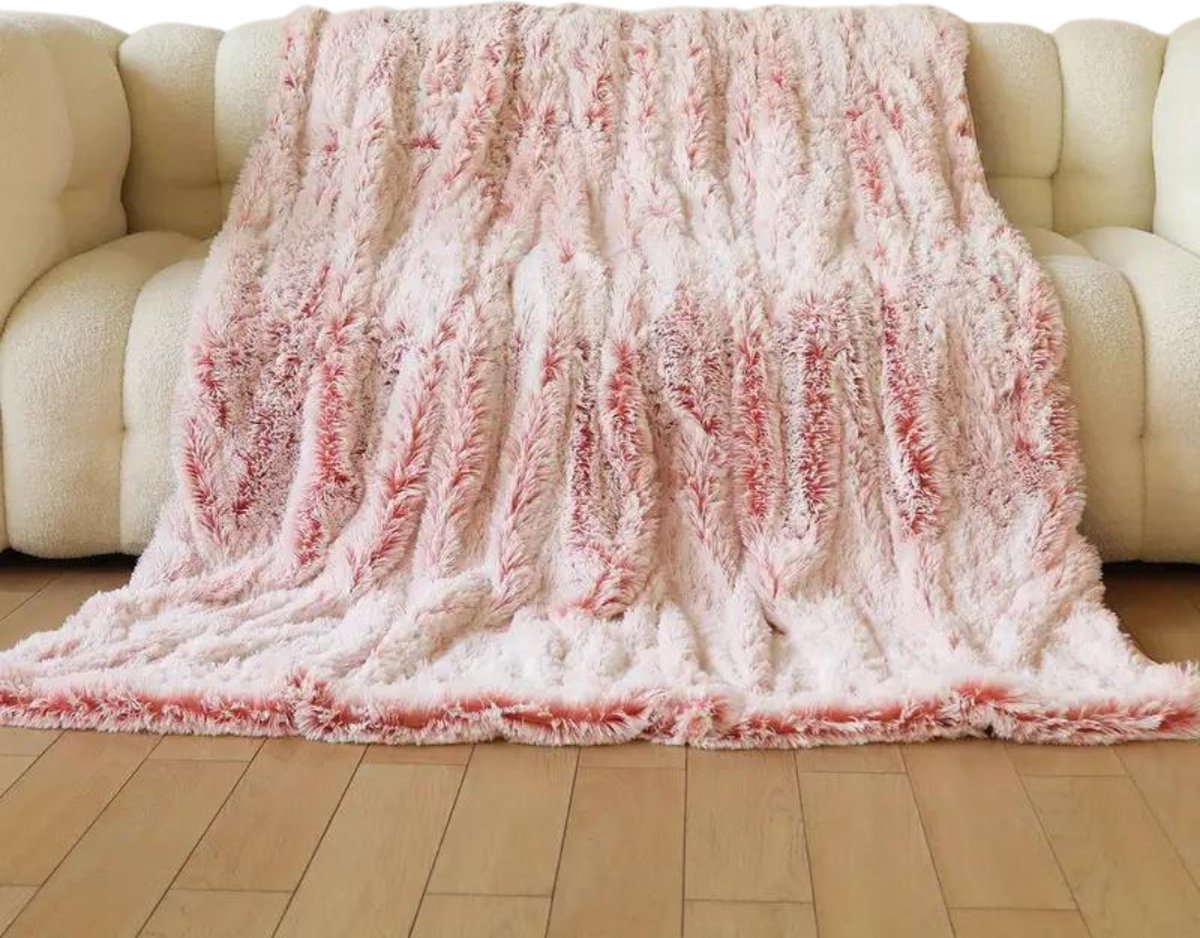 Livano Plaid - Dekentje - Pluche - Wollen - Fleece - Deken - Knuffeldeken - Bank Deken - Licht Roze - 160x200cm