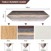 Modern Table Runner 40 x 140 cm Grey Rustic Striped Wood Texture Table Runner for Dining Room Table Party Wedding Decoration Linen Grey Brown Antique Age Table Runner