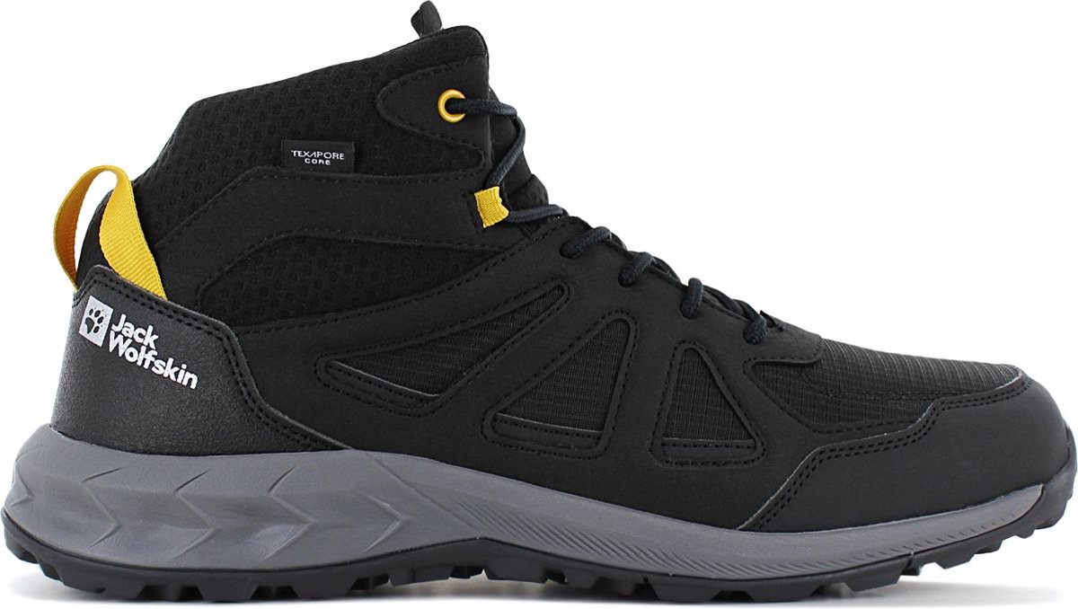 Jack Wolfskin Woodland 2 Texapore Mid M 44 1/2 Multifunctionele wandelschoen Licht en comfortabel Zeer zachte en lichte wandelzool Zeer goede demping Profiel met goede grip Heren · 44½ · Rubber · Waterdicht · Antislip · Zwart