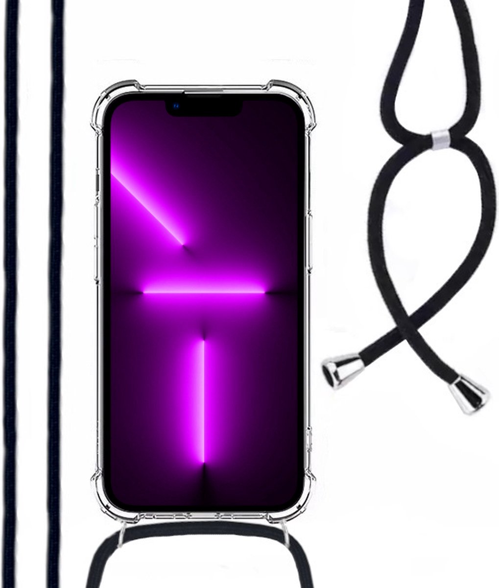 Hoesje Met Koord Geschikt Voor iPhone 13 Pro Max - Lennexo Shockproof Hoesje Transparant Met Koord