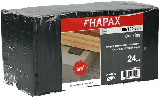 HAPAX - EPDM pads voor vlonderplanken 100x100x8mm - 24 st - HAPAX®