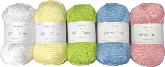 Bollen Bundel - 70% bamboe 30% katoen haakgaren - 5 bollen pakket - 5 x 50gram - Rainbow Pastel (002) - Baby Bamboo - Micha Yarns