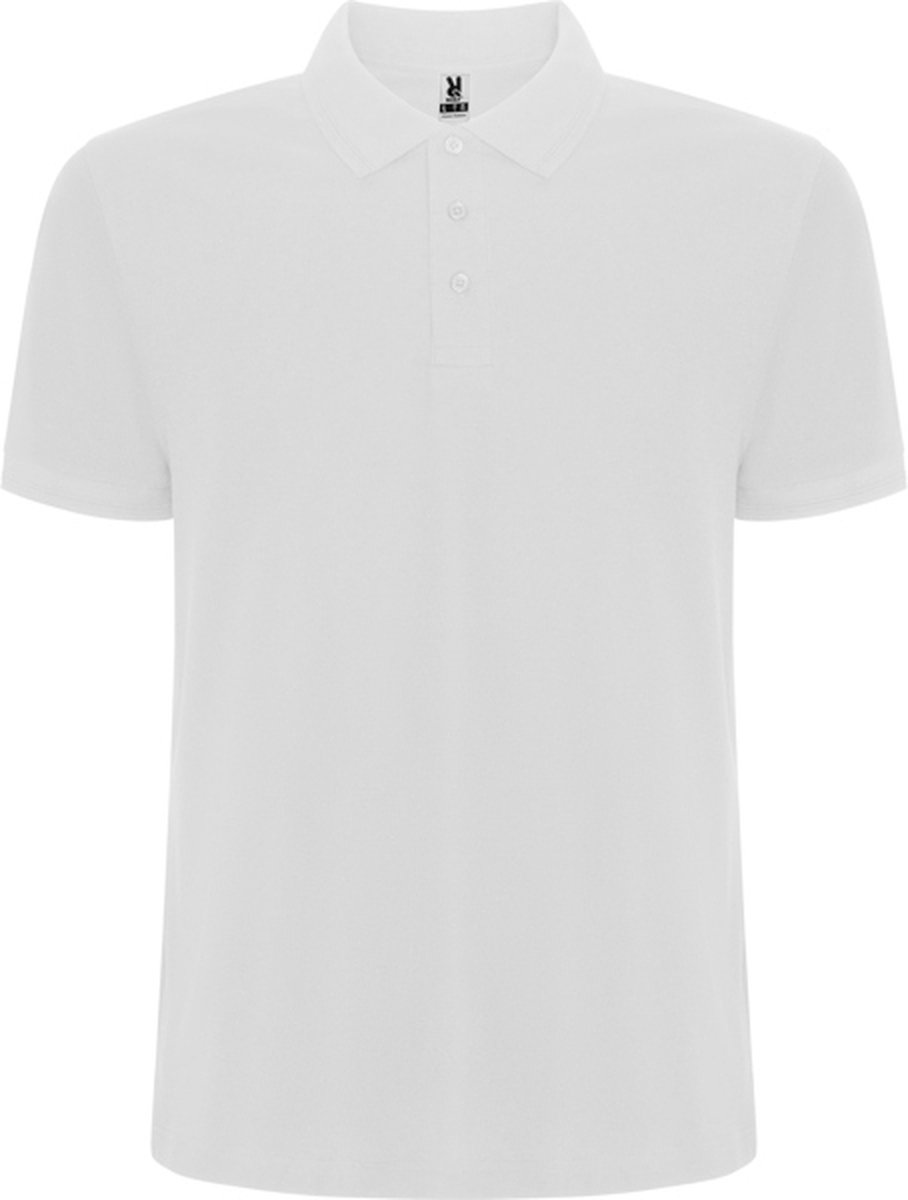 Witte heren unisex Polo korte mouwen Pegaso merk Roly