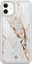 Casimoda® hoesje - Geschikt voor iPhone 11 - Marmer Goud - 2-in-1 case - Schokbestendig - Marble design - Verhoogde randen - Goudkleurig, Transparant