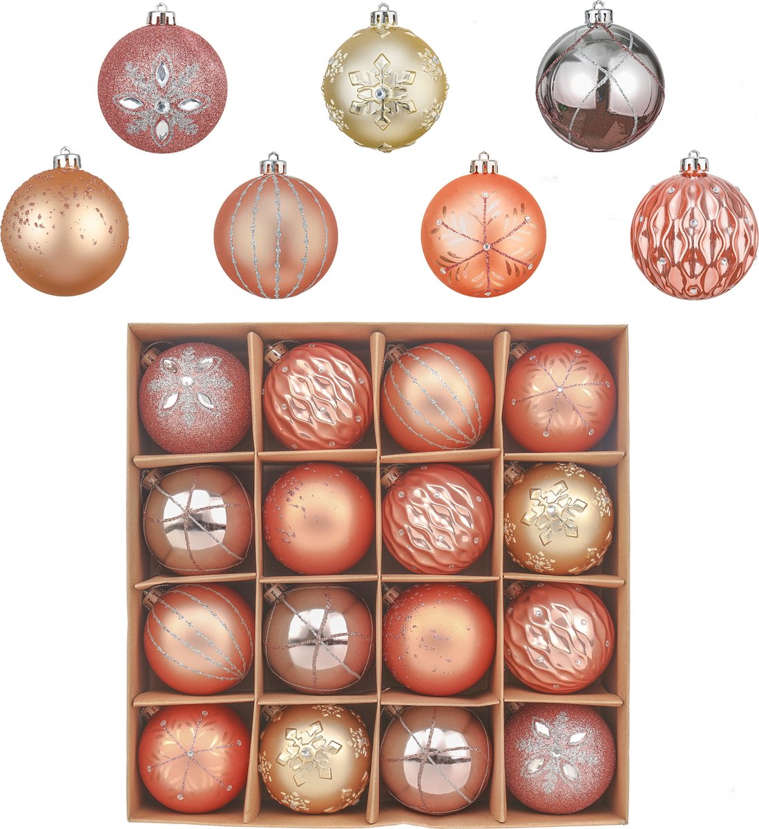 PRACHTIGE KERST® - Kerstballen - 16 Delige Set - Kerstversiering - Kerstboomdecoratie - Kerstornamenten – foto 2