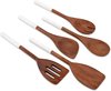 Wooden Spoons, 5 Piece - Houten keukengerei, lepels, spatel voor keuken, 5-delige set, 12 inch lang, niet-stick kookgerei gereedschap of keukengerei inclusief houten lepel,