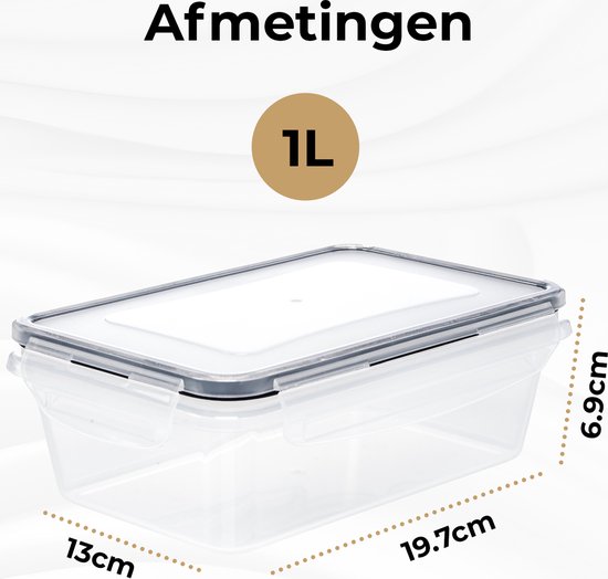 Boîtes de conservation - Conteneurs de Prep de repas - Boîte à lunch - Conteneurs pour congélateur - Conteneur alimentaire - 5 Pièces - 1050ML - Sans BPA - Stosh