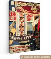 Canvas Schilderij Reclamebord - Nashville - Muziek - 80x120 cm - Wanddecoratie