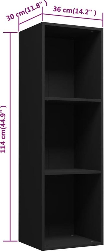 DUOKON - Bibliothèque/Meuble TV Gris 36 x 30 x 114 cm Aggloméré