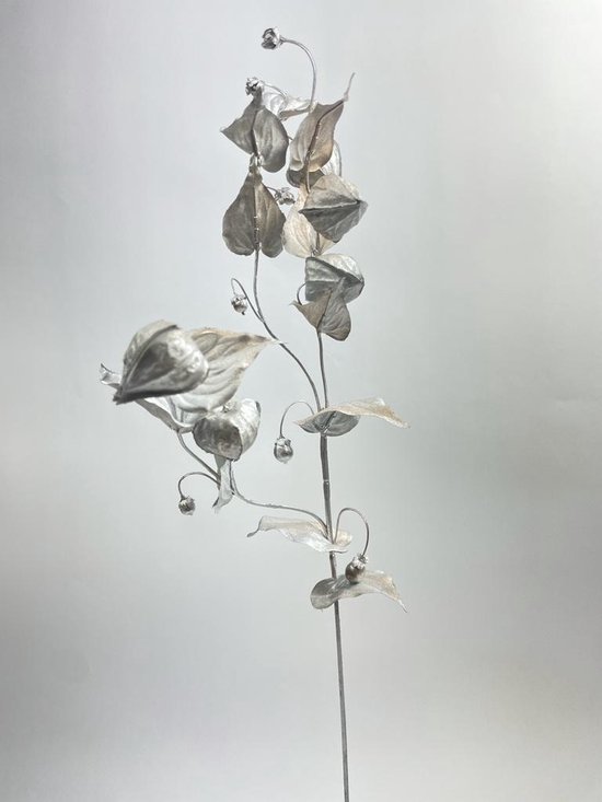Zijden kunstbloem Lampionnentak | Zilver | Lengte 65 centimeter
