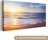OneMillionCanvasses - Toile - Peinture - Plage - Mer - Soleil - Horizon - Peintures sur toile - Tableau sur toile - 160x80 cm - Salon