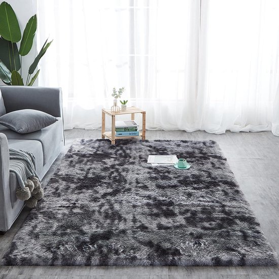 ROHATIM Hoogpolig tapijt, woonkamer, superzacht, pluizig, voor een comfortabele plek in de woonkamer, slaapkamer, fluffy vloerkleed voor kinderen (blauw paars, 200 x 300 cm