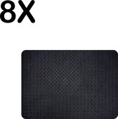 BWK Flexibele Placemat - Zwarte Traanplaat - Metalen Textuur - Set van 8 Placemats - 35x25 cm - PVC Doek - Afneembaar