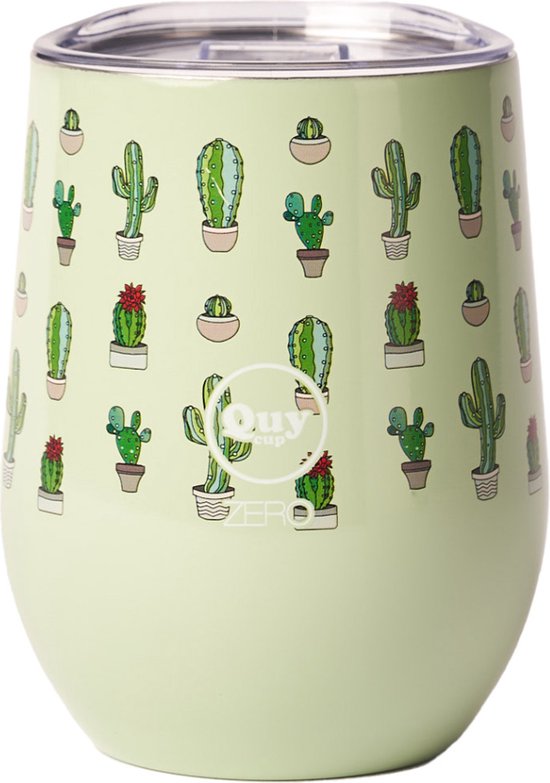 Quy Cup - 300ml Thermoscup- Cactus - Double Walled - 24 uur koud, 12 uur heet, RVS (304)-drinkbeker-thermosbeker