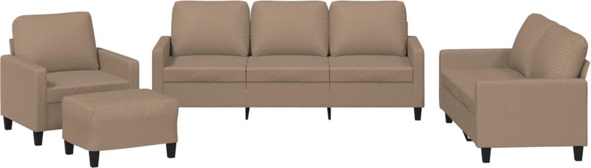 vidaXL - 4-delige - Loungeset - met - kussens - kunstleer - cappuccino