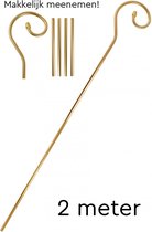 KIMU Luxe Staf Van Sinterklaas Metaal Lichtgewicht - 2 Meter - Aluminium Goud Sint Uitschuifbaar 200 cm Sinterklaaspak Gouden Staf Meeneembaar Festival