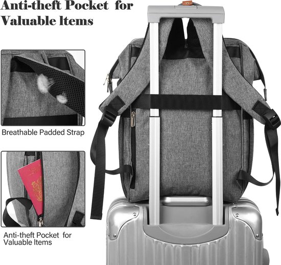 Laptoprugzak voor heren, grote werkrugzak, 17,3 inch, laptoptas voor school met USB-oplaadpoort, zakelijk, reizen, rugzak voor notebooktas, schoolrugzak voor mannen, vrouwen, jongens, tieners, grijs