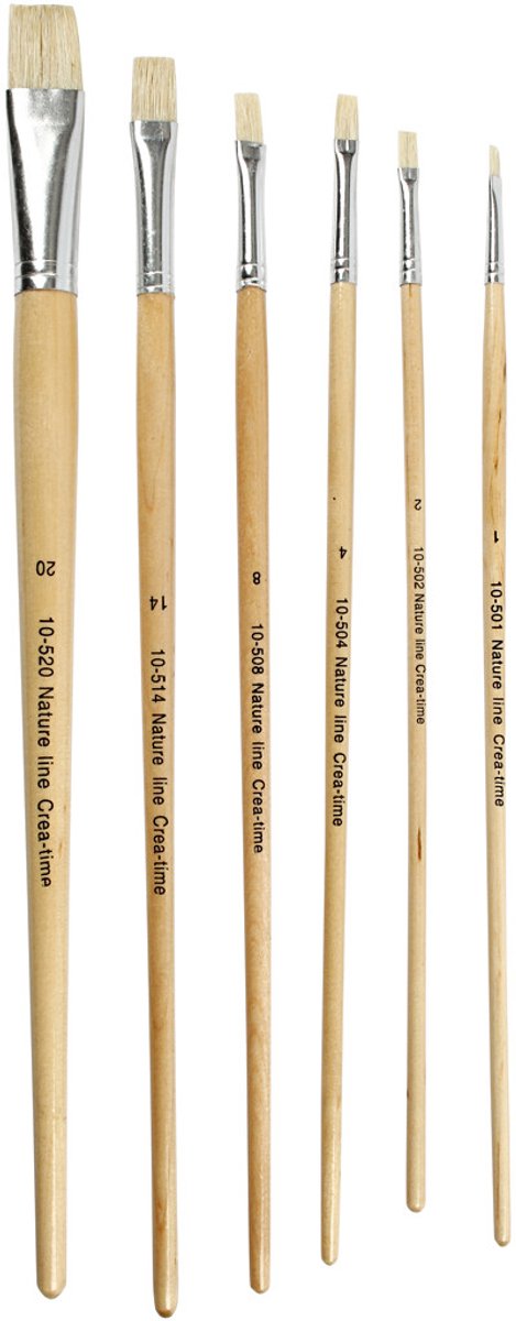 Creativ Company Nature Line kwasten lange steel, #1-20 64stuks