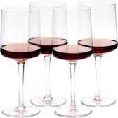 Navaris set van vier wijnglazen - Wijnglazen met hoge voet - Elegante wijnglazenset - Voor het serveren van wijn, cocktails, of desserts