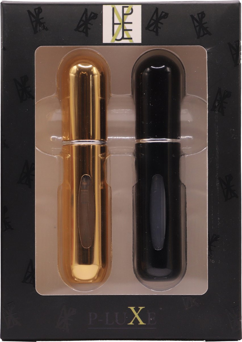 P-Luxe - Parfum Verstuiver - Zwart en Glanzend Goud - 11 kleuren