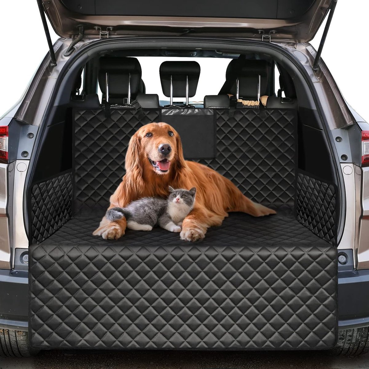 BELISY Universele Kofferbakbescherming Voor Honden - Met Zij Bumperbescherming Kofferbakmat Antislip Luxus Modell Universale Grose 185 X 101 X 35 Cm Zwart
