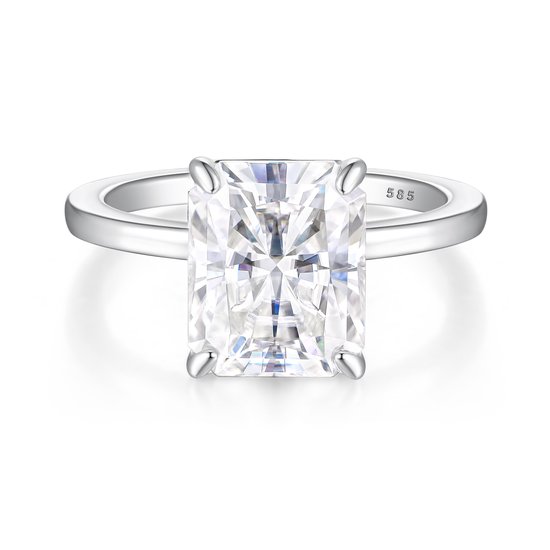 Radiana - Ring solitaire moissanite radiante en or blanc 18 carats - 1,2 carats